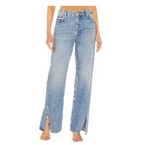 We The Free Long Lines Slit Straight Jeans Vintage Light Blue 30 NWT